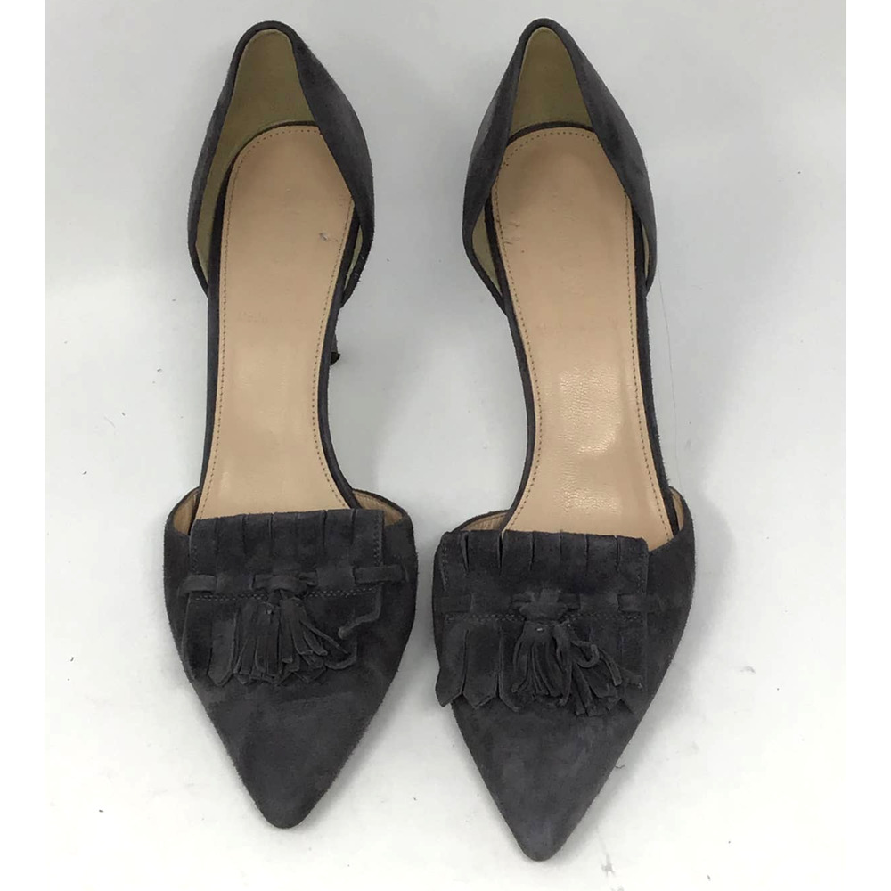 J. Crew Suede  Medium Gray Fringed heels in a women size  7.5 Made in Italy